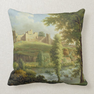 Ludlow Castle with Dinham Weir, from the South-Wes Throw Pillow
