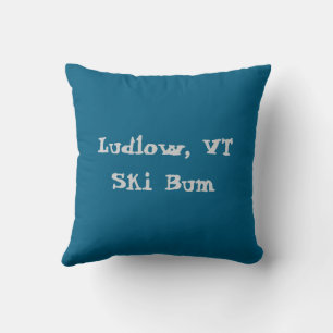 Ludlow, VT Ski Bum (Green Mountain Vermont Skiing) Throw Pillow