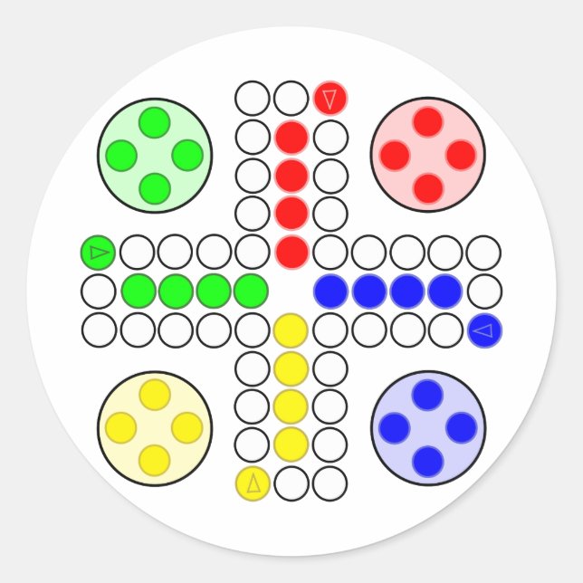 Ludo Classic Board Game Round Sticker (Front)