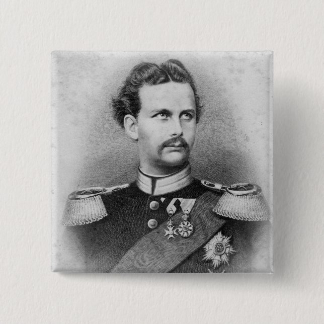 Ludwig II of Bavaria 2 Inch Square Button (Front)