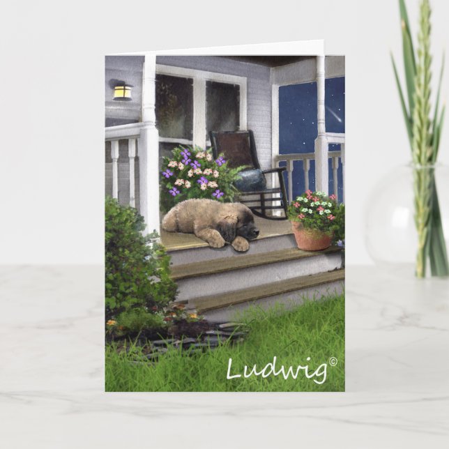 Ludwig la carte de voeux de chiot de Leonberger (Devant)