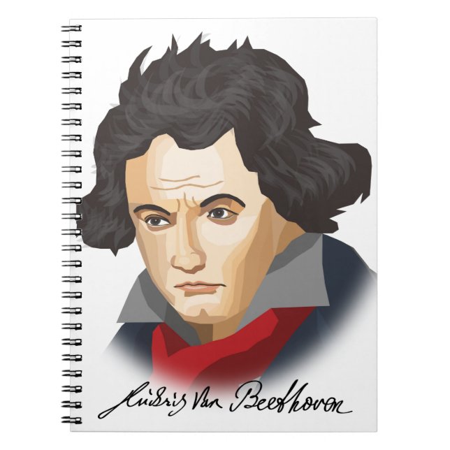 Ludwig van Beethoven im Cartoon Stil Notebook (Front)