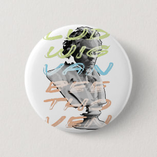 Ludwig van Beethoven in neon typography design 2 Inch Round Button
