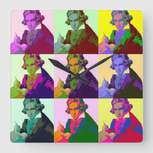 Ludwig Van Beethoven Pop Art Square Wall Clock