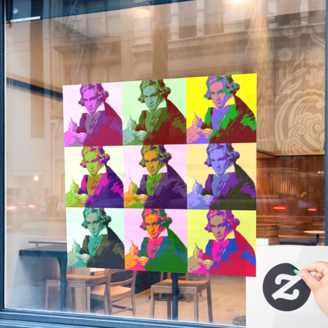 Ludwig Van Beethoven Pop Art  Window Cling (Cafe Window)