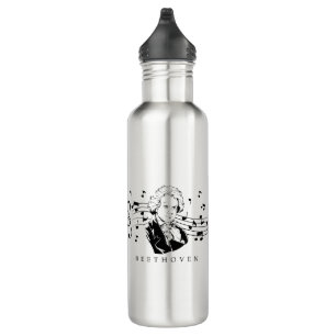 Ludwig van Beethoven Portrait and Bust With Notes 710 Ml Water Bottle
