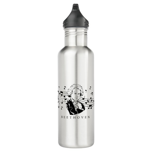 Ludwig van Beethoven Portrait and Bust With Notes  710 Ml Water Bottle (Right)