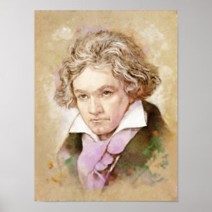 Ludwig van Beethoven Portrait in the Aquarell Styl Poster