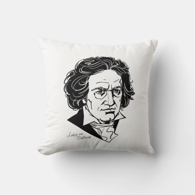 Ludwig van Beethoven Throw Pillow (Front)