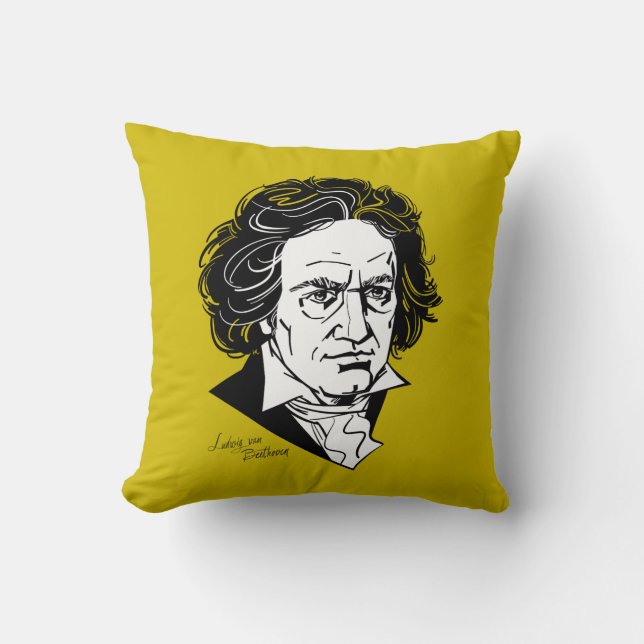 Ludwig van Beethoven Throw Pillow (Front)