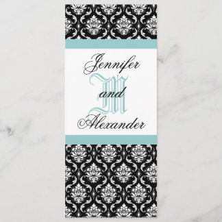 lue Monogram Wedding Damask Invitation