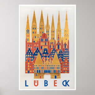 Luebeck Travel Poster Germany Art German Print