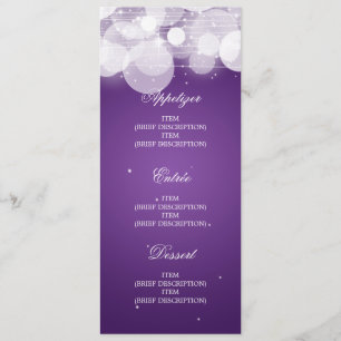 Lueur de menu de mariage et pourpre élégants