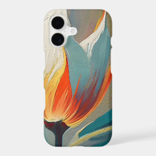 Lueur florale abstraite en turquoise et orange