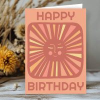 Lueur joyeuse Soleil JOYEUX ANNIVERSAIRE Carte d'a