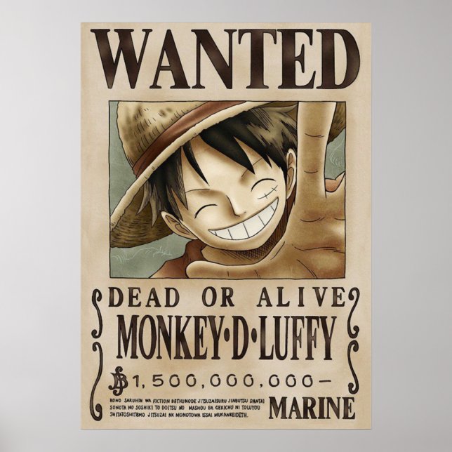 LUFFY One Piece Wanted Poster (Front)