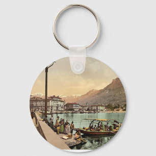 Lugano, on the quay, Tessin, Switzerland vintage P Keychain
