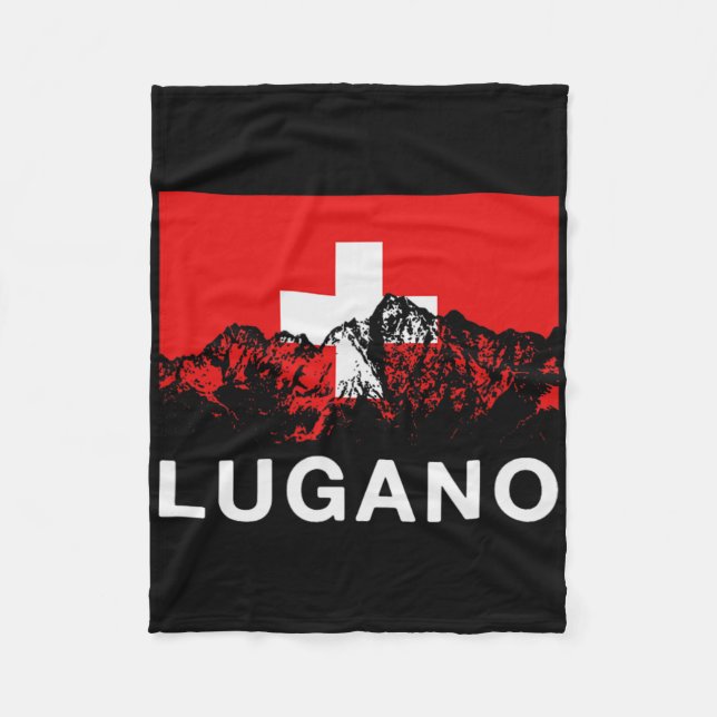 Lugano Switzerland Swiss Flag Ski  Fleece Blanket (Front)