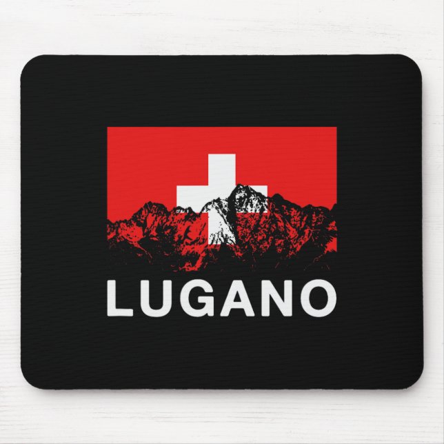 Lugano Switzerland Swiss Flag Ski  Mouse Pad (Front)