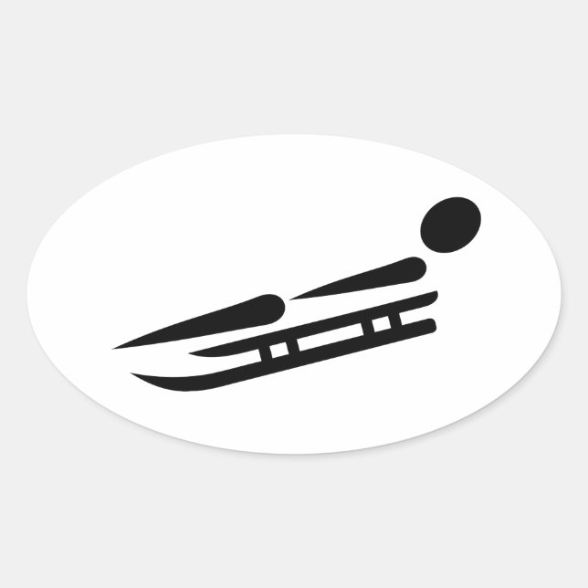 Luge racing icon oval sticker (Front)