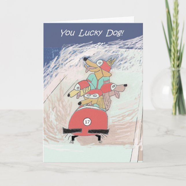 Luge tirée par des chiens - carte d'anniversaire (Devant)