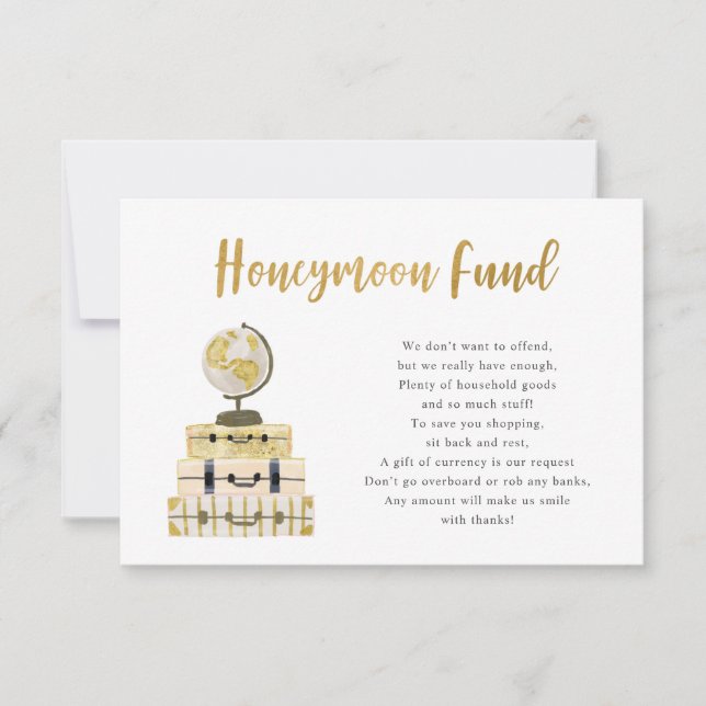 Luggage + Globe Honeymoon Fund enclosure card (Front)