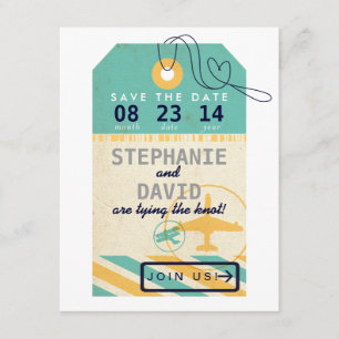 Luggage Tag Airmail Destination Wedding Save Date Save The Date