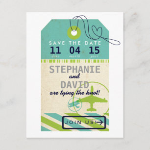 Luggage Tag Airmail Destination Wedding Save Date Save The Date