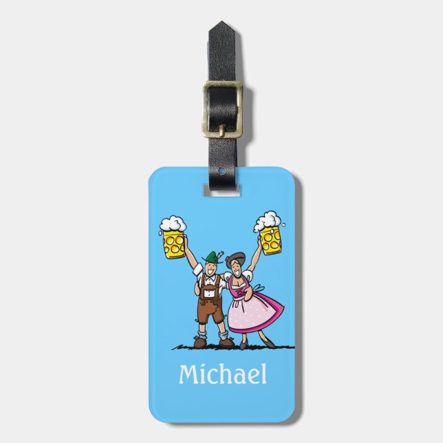 Luggage Tag BEER FESTIVAL Beer Couple Cheers (Front Vertical)