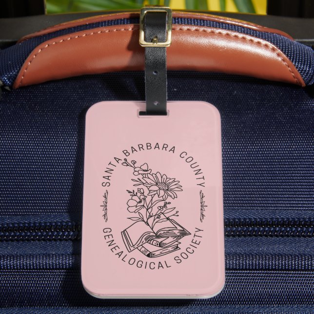 Luggage Tag - Books & Florals (Rose) (Front Insitu 2)