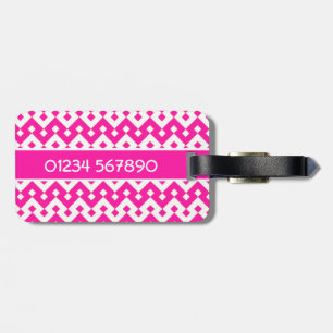 Luggage Tag, Candy Pink Geometric Tag