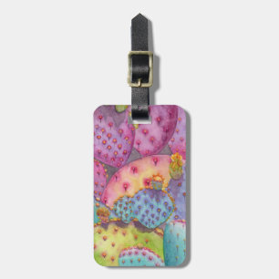 Luggage Tag Colourful Cactus Your Name & Number