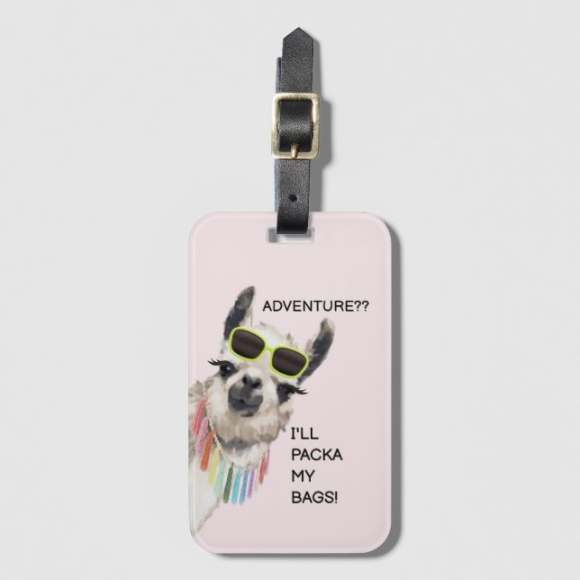 Luggage tag funny alpaca (Front Vertical)