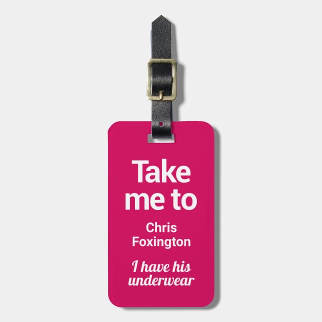 Luggage Tag | Funny Custom | Pink - Updated (Front Vertical)