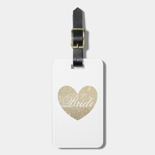 Luggage Tag | Glitter Heart Bride white (Front Vertical)