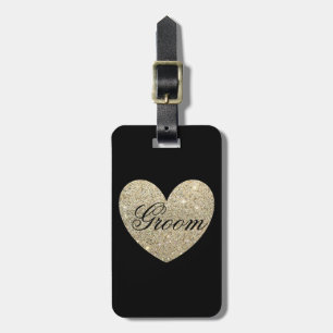 Luggage Tag   Glitter Heart Groom