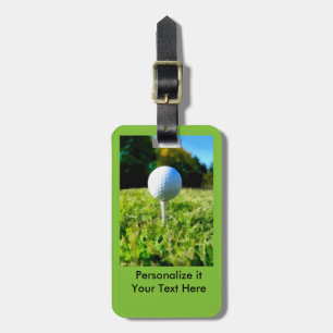 luggage tag golf ball and tee artwork