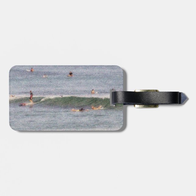 Luggage tag Hawaiian surfers Waikiki (Back Horizontal)