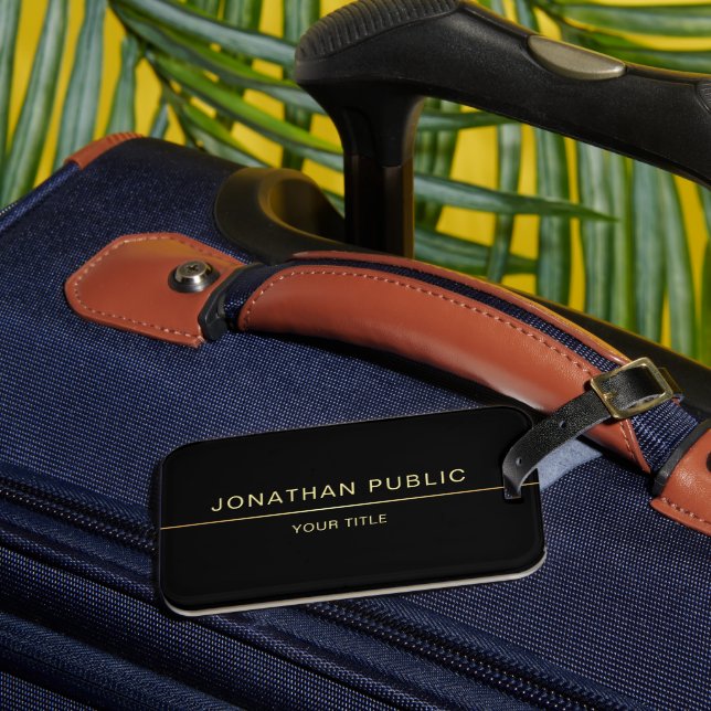 Luggage Tag Modern Black Gold Template Elegant (Front Insitu 3)
