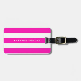 Luggage Tag - Nautical Stripes Pink