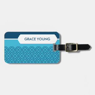 LUGGAGE TAG :: patterned rosette aqua + marine