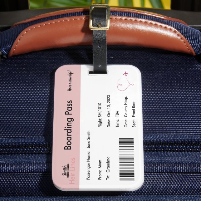 Luggage Tag Pregnancy Announcement Girl (Front Insitu 2)
