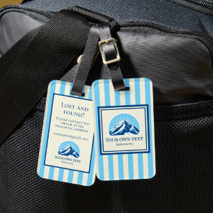 Luggage Tag stripes Mountain ski name