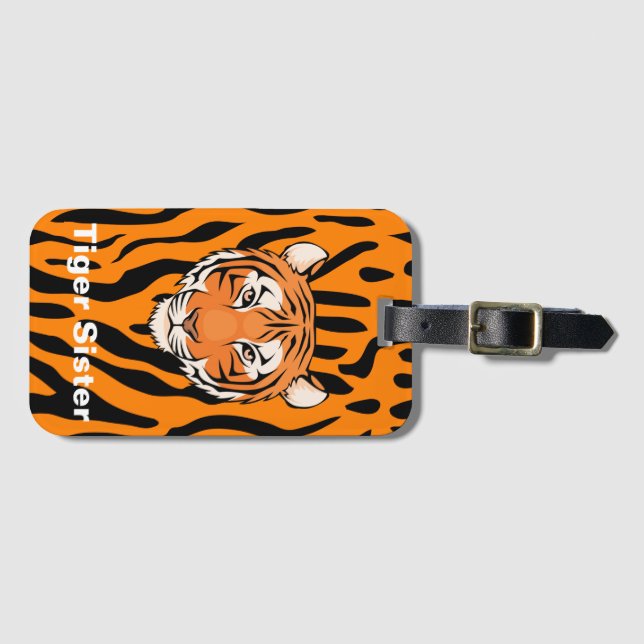 Luggage tag w/Address slot "Tiger Sister" theme (Front Horizontal)