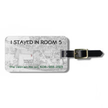 Luggage Tag w/ leather strap -"I stayed in room 5"