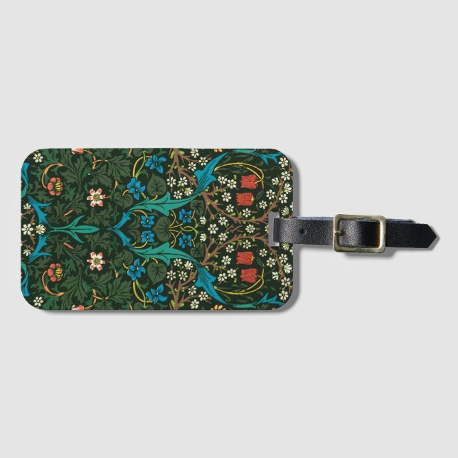 LUGGAGE TAG : WILLIAM MORRIS  : TULIPS (Front Horizontal)