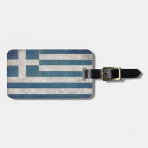 Luggage Tag with Dirty Vintage Flag from Greece