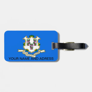 Luggage Tag with Flag of Connecticut, USA