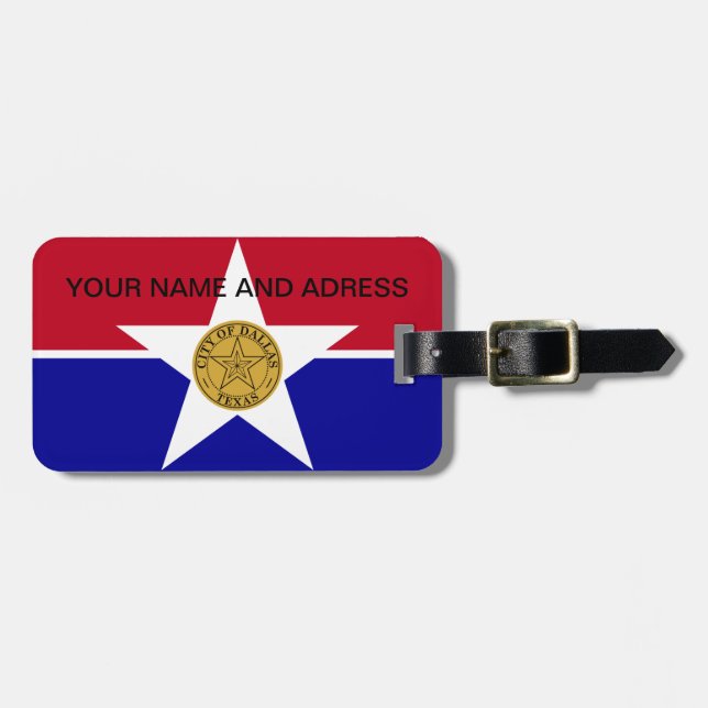 Luggage Tag with Flag of Dallas City, USA (Front Horizontal)
