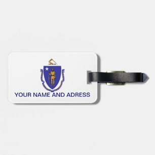 Luggage Tag with Flag of Massachusetts, USA